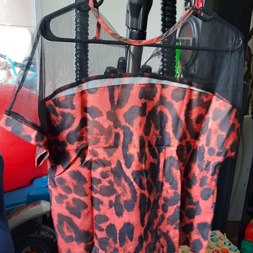 Multicolor Leopard Mesh blouse - size S